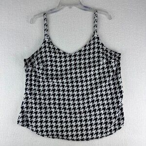 Torrid Black & White Rayon Stretch Challis Cami V-Neck Tank Top Houndstooth sz 1